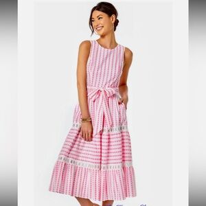 Lilly Pulitzer Pink and White Striped Midi Dress